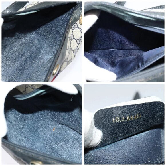 GUCCI GG Supreme Sherry Line Shoulder Bag PVC Navy Gold 10 2 8840 Auth 127091 - Picture 15 of 16